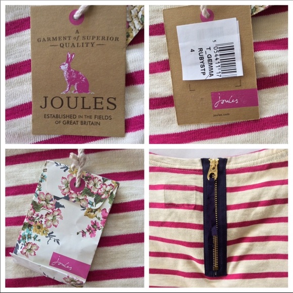 JOULES STRIPED EMBELLISHED COTTON TOP SIZE… - Picture 4 of 8